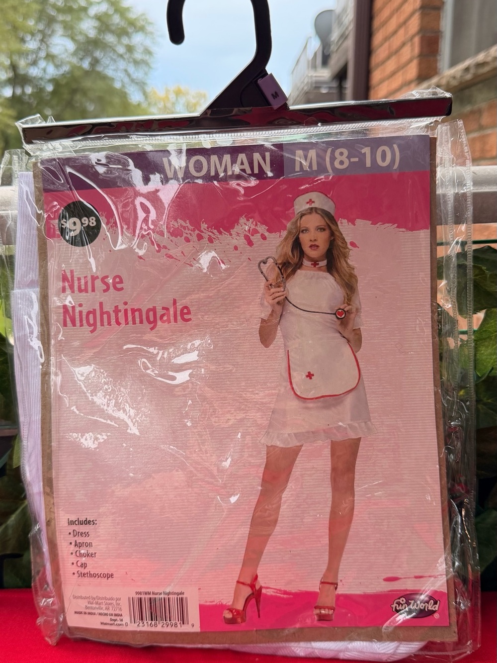 Hallowen Nurse Nightingale Costume Dress - White/Pink